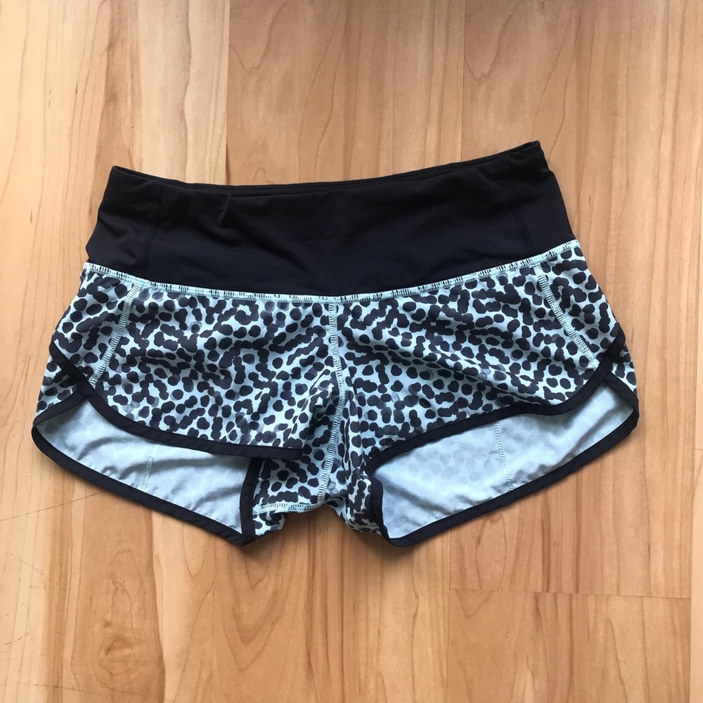 lululemon Speed Short in Black and Green Cheetah